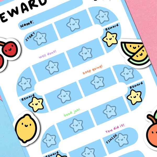 Reward Chart Fruit Cherry Honeydew Lemon Orange  - Toddler Reward Chart - Child Reward Chart - Good Behaviour Chart - Kids Motivation