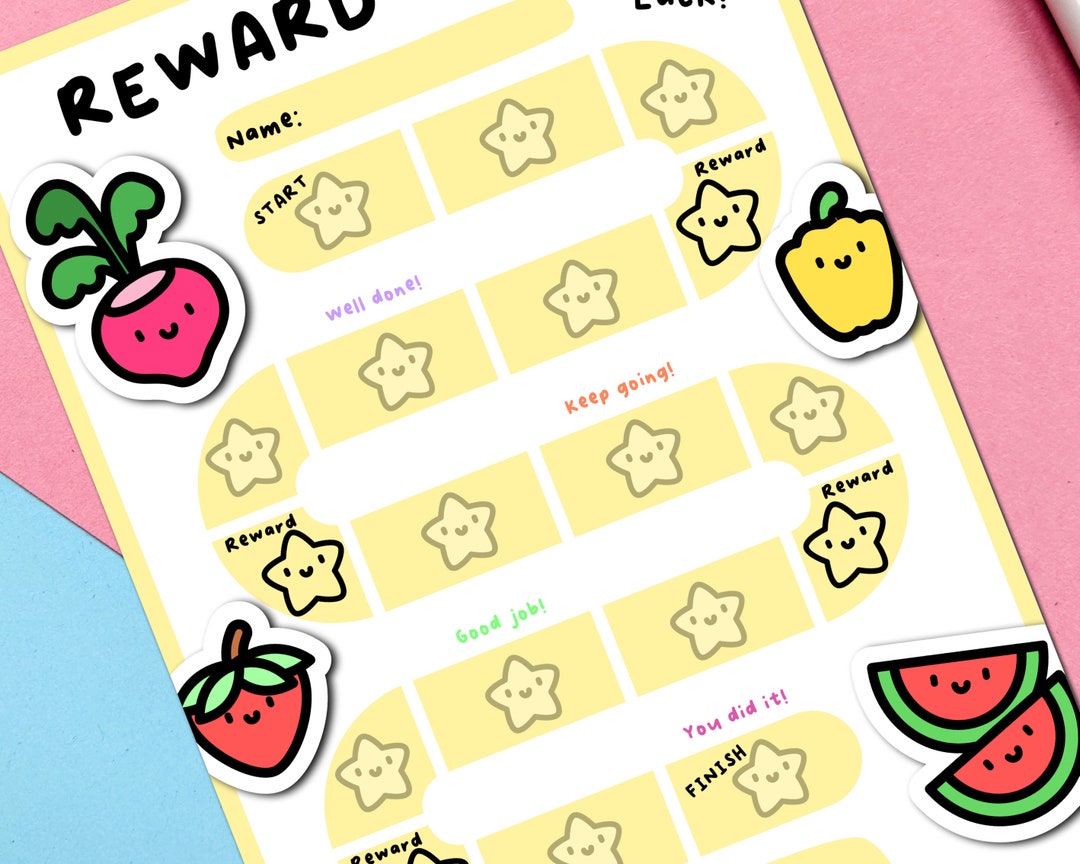 Reward Chart Fruit Veg Radish Pepper Strawberry Melon Toddler Reward