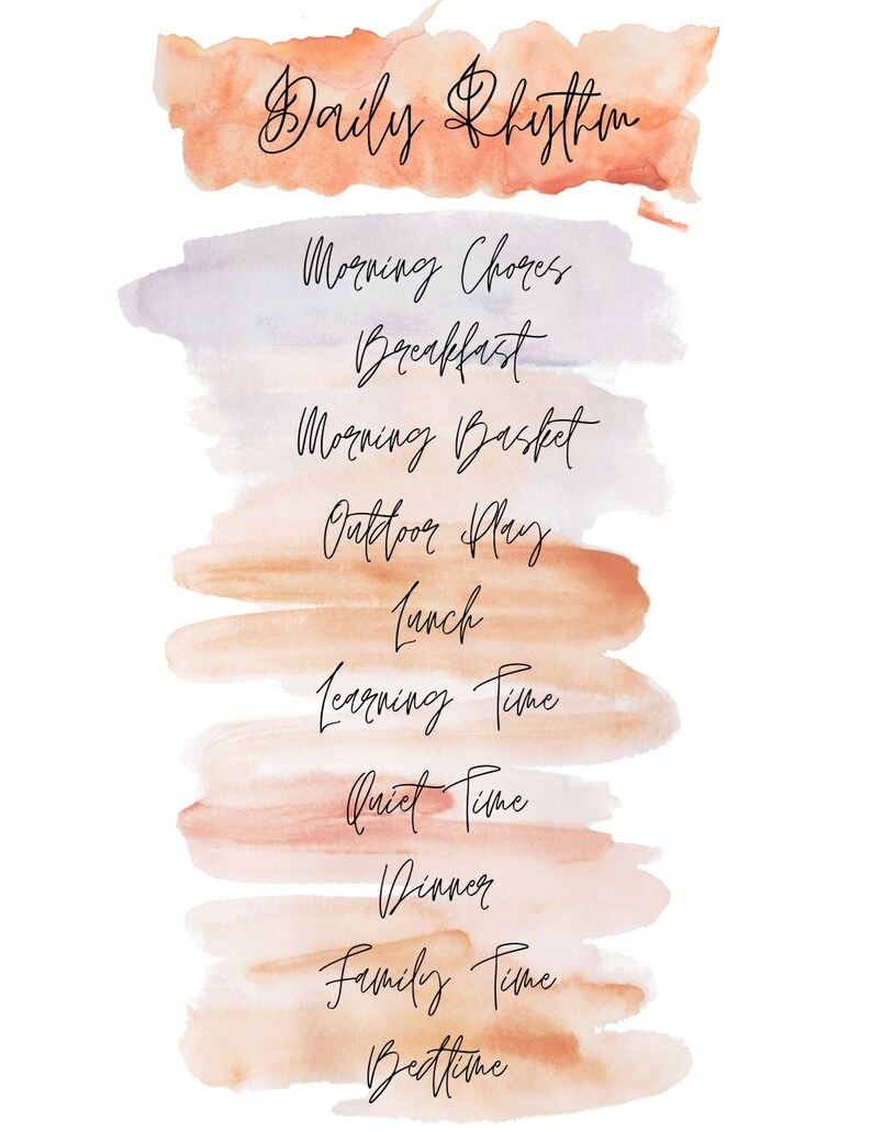 Daily Rhythm Printable Template Watercolor Etsy Canada
