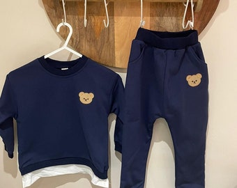 Infant Toddler Baby Girls Boys Teddy Bear Tracksuit 2 Two Piece Sweat Set