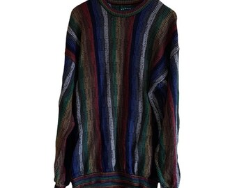 Vintage Tundra of Canada Size Large Tall Rainbow Coogi Style Textured Sweater