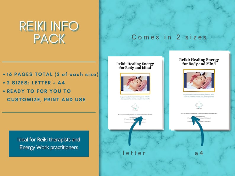 Reike Letters Reiki Info Pack, Customizable Canva Templates (digital Download) - Etsy