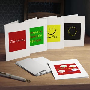 Biglietti di auguri di Natale con puzzle di parole in inglese (confezione da 5)