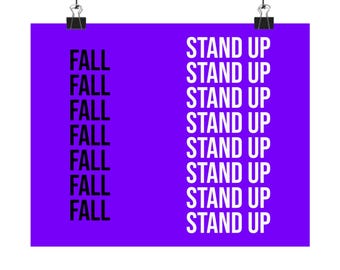 Fall Seven, Stand Up Eight Word Puzzle Matte Horizontal Poster | Motivational Wall Art
