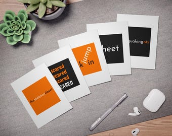 Halloween English Word Puzzles Greeting Cards (5-Pack)