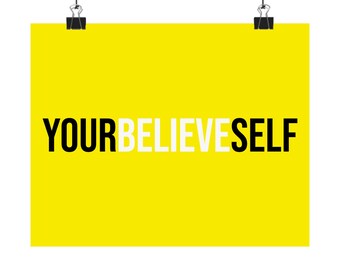 Believe in Yourself Word Puzzle Matte Horizontal Poster | Motivational Wall Art