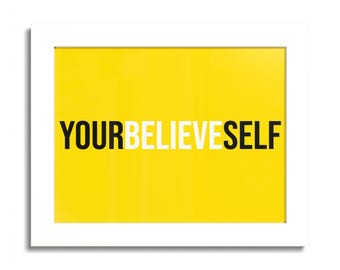 Believe in Yourself Word Puzzle Poster | Motivational Typography Wall Art