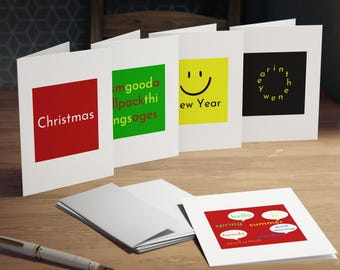 Christmas English Word Puzzles Greeting Cards (5-Pack)
