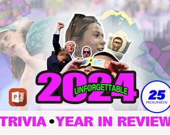 Juego de trivia de resumen del año 2024, 25 rondas (PowerPoint)