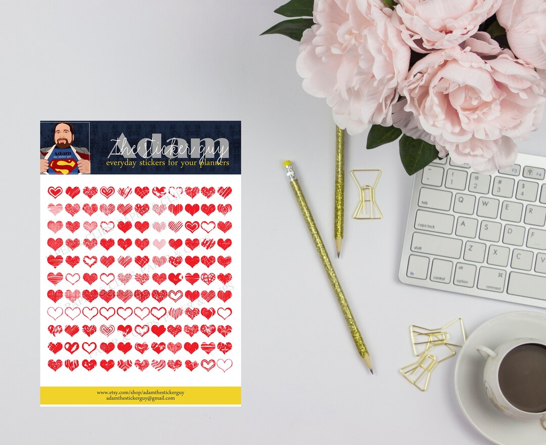 Red Hearts - Mini Icon Planner Stickers - Etsy