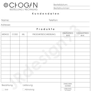 Parfymbeställning/postblankett A5 som digital nedladdning