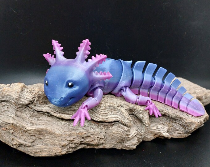 Axolotl, 3D Printed, Articulating, Flexi, Desktop Pet, Fidget Toy