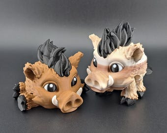 Warthog Puffs, Boar Puffling, Cute Pigs, Puff Ball, 3d Printed, Gifts, Collectibles, Warthog