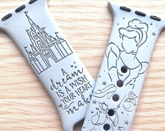 Cinderella Apple Watch Band, Disney Engraved Watchband, Princess Inspired Apple Watch Strap