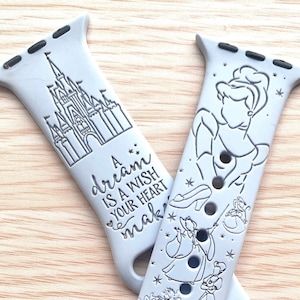Cinderella Watchband, Engraved Watch Band, Disney Watch Band