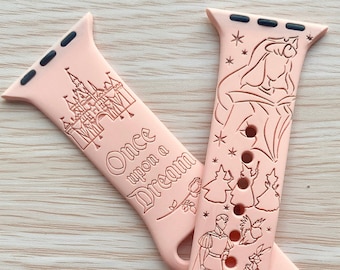 Sleeping Beauty Watchband, Engraved Watch Band, Disney Watch Band, Disney Engraved Watchband, Engeraved Apple Watchband, Apple Watch Band