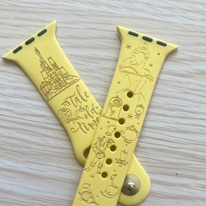 Belle Watchband, Engraved Watch Band, Beauty and the Beast Watchband, Disney Watch Band, Engraved Apple Watchband, Apple Watch Band