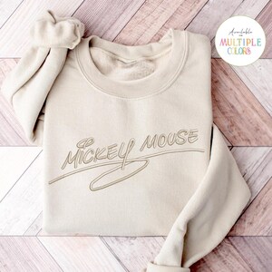 Monotone Mickey Signature Sweatshirt, Embroidered Mickey Signature Sweatshirt, Embroidered Sweatshirt, Mickey Signature