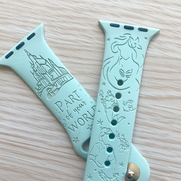 Ariel Watchband, Engraved Watch Band, Little Mermaid Watchband, Disney Watch Band, Engraved Apple Watchband, Apple Watch Band