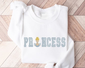 Cinderella Sweatshirt, Embroidered Princess Sweatshirt, Princess Sweatshirt, Embroidered Sweatshirt, Cinderella Silhouette