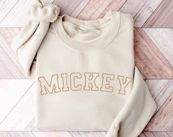 Minimal Mickey Sweatshirt, Embroidered Mickey Sweatshirt, Embroidered Sweatshirt, Embroidered Sweater, Mickey University Sweatshirt