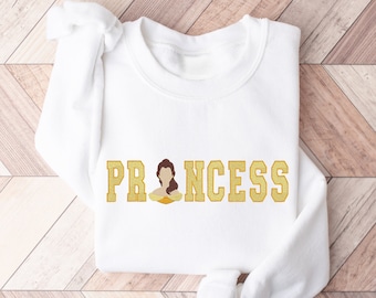Belle Sweatshirt, Embroidered Princess Sweatshirt, Princess Sweatshirt, Embroidered Sweatshirt, Beauty and the Beast Sweatshirt