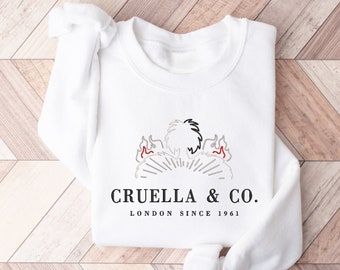 Cruella Sweatshirt, Embroidered Cruella Sweatshirt, Villain Sweatshirt, Embroidered Sweatshirt, Evil Queen & Co