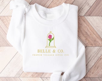 Belle Sweatshirt, Embroidered Princess Sweatshirt, Princess Sweatshirt, Beauty and the Beast Sweater, Belle & Co, Disney Vacation Shirt