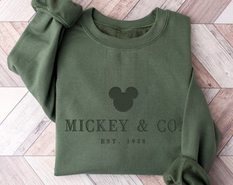 Minimal Mickey Sweatshirt, Mickey Adult Crewneck, Neutral Embroidered Mickey Sweatshirt, Cozy Fall Disney Outfit