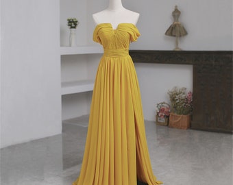 yellow colour long dress