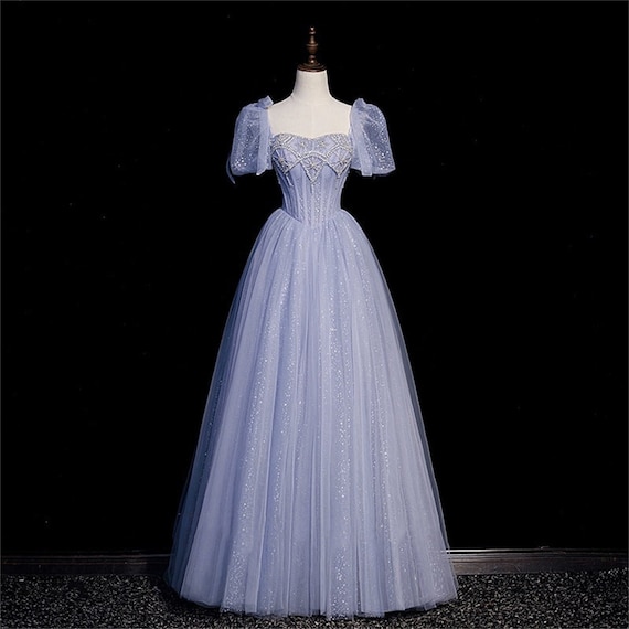 Aline Offshoulder Ice Blue Prom Dress Gown Sparkly Beaded Etsy