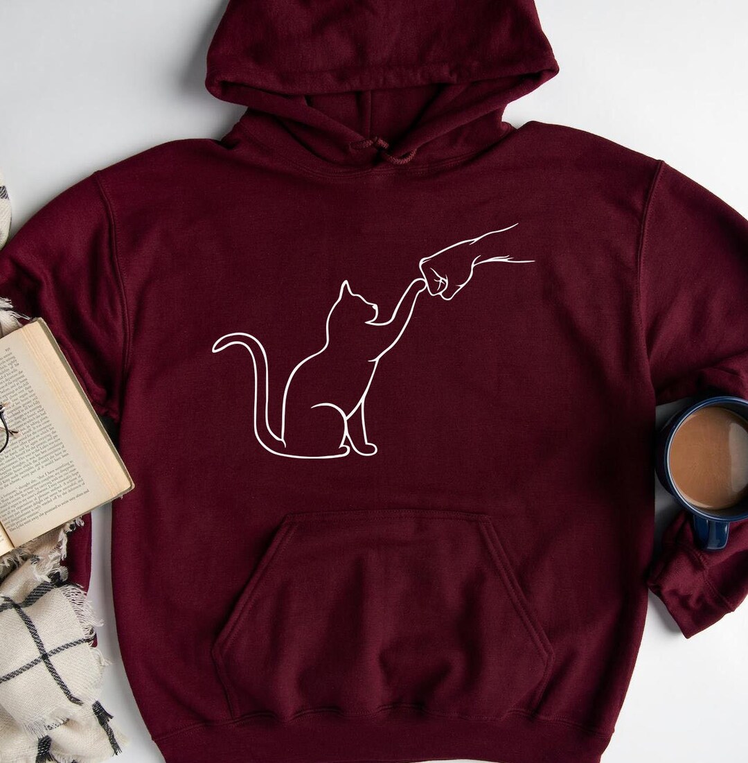 Cat Bestfriend Hoodie, Cat and Hand Hoodie, Cat Lover Gift, Human Hand