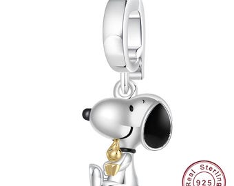 Charm pendant in 925 sterling silver, comic-inspired silver charm, charm with a seated figure and a small bird friend, jewelry gift