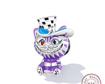Charm Bead, Silver 925, Magical Cat, Cheshire Cat