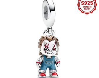 GENUINE S925 Sterling Silver CHUCKY DOLL Horror Goth Dark Bracelet 