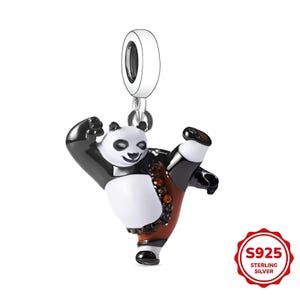 Berlockhänge, 925 sterlingsilver, Kung Fu Panda, Panda Fighter, Gåva till fans, Smyckesgåva