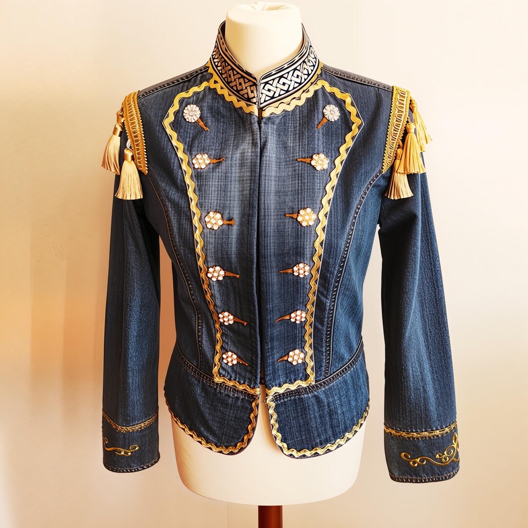 Women's Military-style Denim Jacket, Handmade Denim Jacket With ...