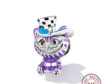 Charm Anhänger Silber 925, Magische Katze, Grinsekatze