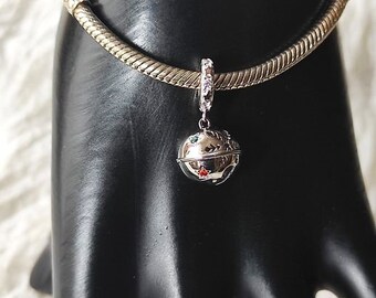 GNOCE Sterling Silver Christmas Ball Charm – Colorful CZ, Dangle Pendant For Bracelet Or Necklace