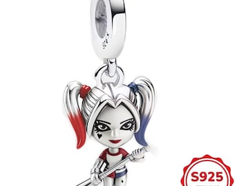 Charm pendant, 925 sterling silver, Harley Quinn charm pendant, comic book cult miniature, cheeky pop culture jewelry, gift for fans