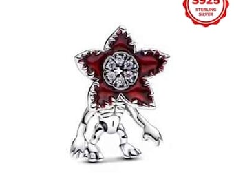 Charm Perle Silber 925, Demogorgon mit beweglichen Armen und Beinen, Fantasy Schmuck, Schmuck Geschenk