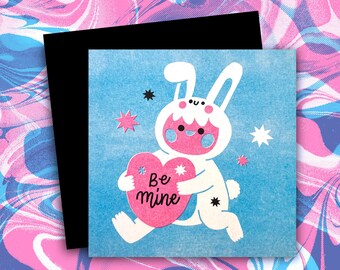 Be Mine - A6 Risograph Valentines Card