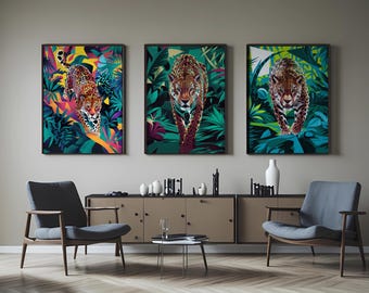 Jaguar On The Prowl Wall Art | Jungle Animal Digital Download | Bundle