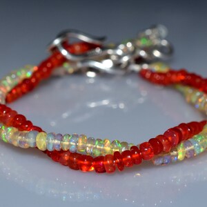 Red Ethiopian Opal Bracelet | Sunset Gemstone Jewelry | October Birthstone Gift | Handmade Fire Opal Bracelet for Her