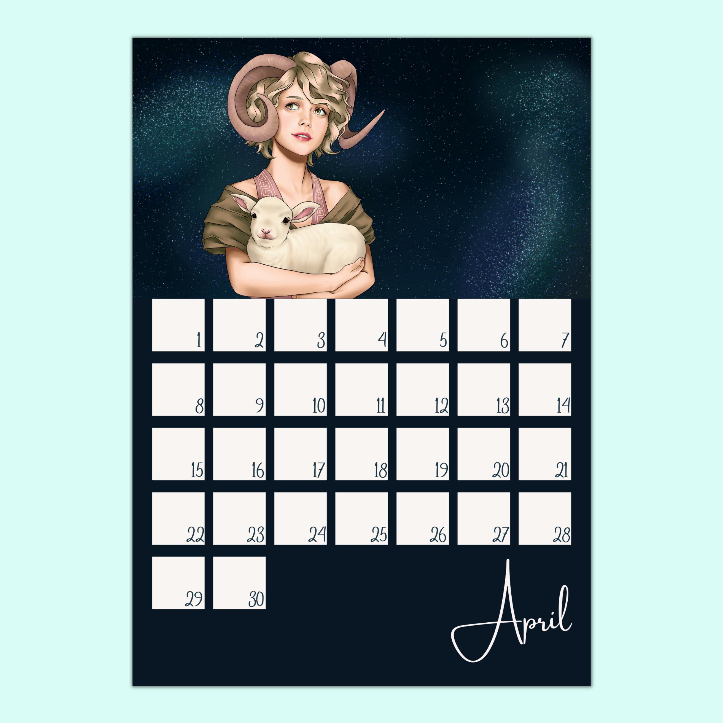 Printable Perpetual Calendar With Zodiac Theme, Astrology Illustrated Wall Calendar, Zodiac ...