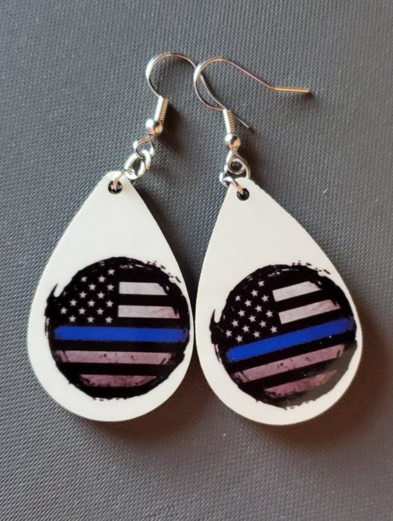 Thin Blue Line Back the Blue Earrings Etsy