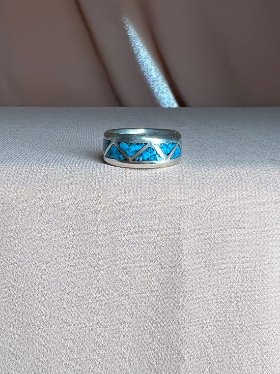 heavy sterling silver inlay Turquoise band