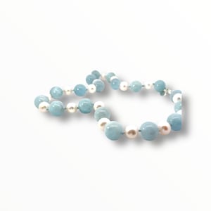 Classic Bold Aquamarine, Pearl Necklace