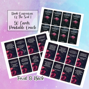 Dark Confessions 1 Printable Oracle Deck - Digital File 50 Cards - Twin Flame Love Oracle - Tarot - INSTANT DOWNLOAD