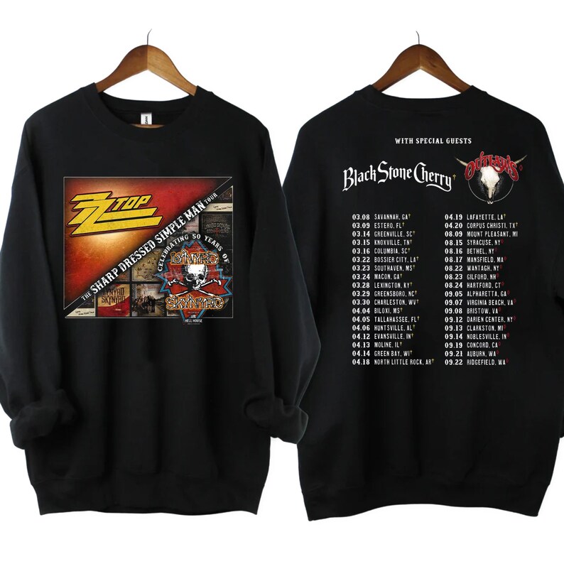 Lynyrd Skynyrd ZZ Top Tour 2024 Shirt, Sharp Dressed Simple Man US Tour